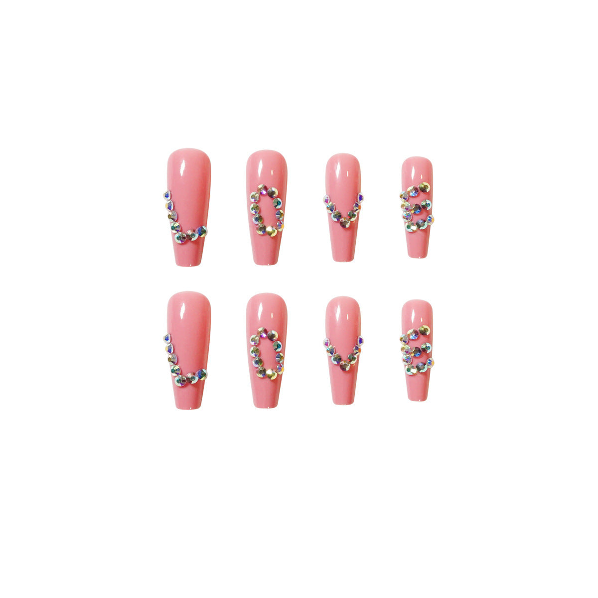 Pó para unhas postiças Long Ballet LOVE Nail Patch Patch removível para unhas ｜365nails