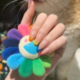 Série de unhas francesas com acabamento em arco-íris, unhas postiças, remendo de unha, remendo de unha, unhas prontas para uso｜365nails