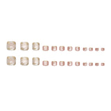 Unhas dos pés removíveis com design tridimensional de olho de gato dourado, branco suave francês, versátil, 24 peças ｜ 365 unhas