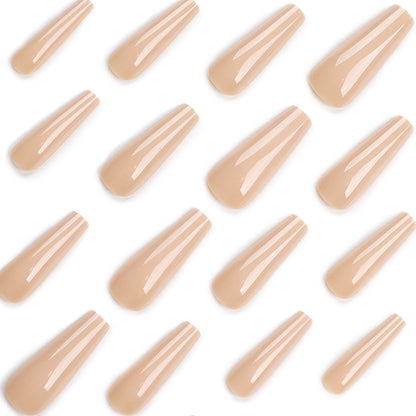 Extra long ballet manicure simple solid color nude     nail finished product wholesale｜365nails