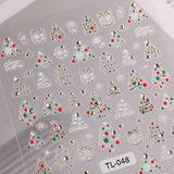 Crystal Diamond Christmas Tree Nail Art Sticker 5D Embossed Three-dimensional Gold Bead Christmas Tree DIY Nail Sticker Ornament TL