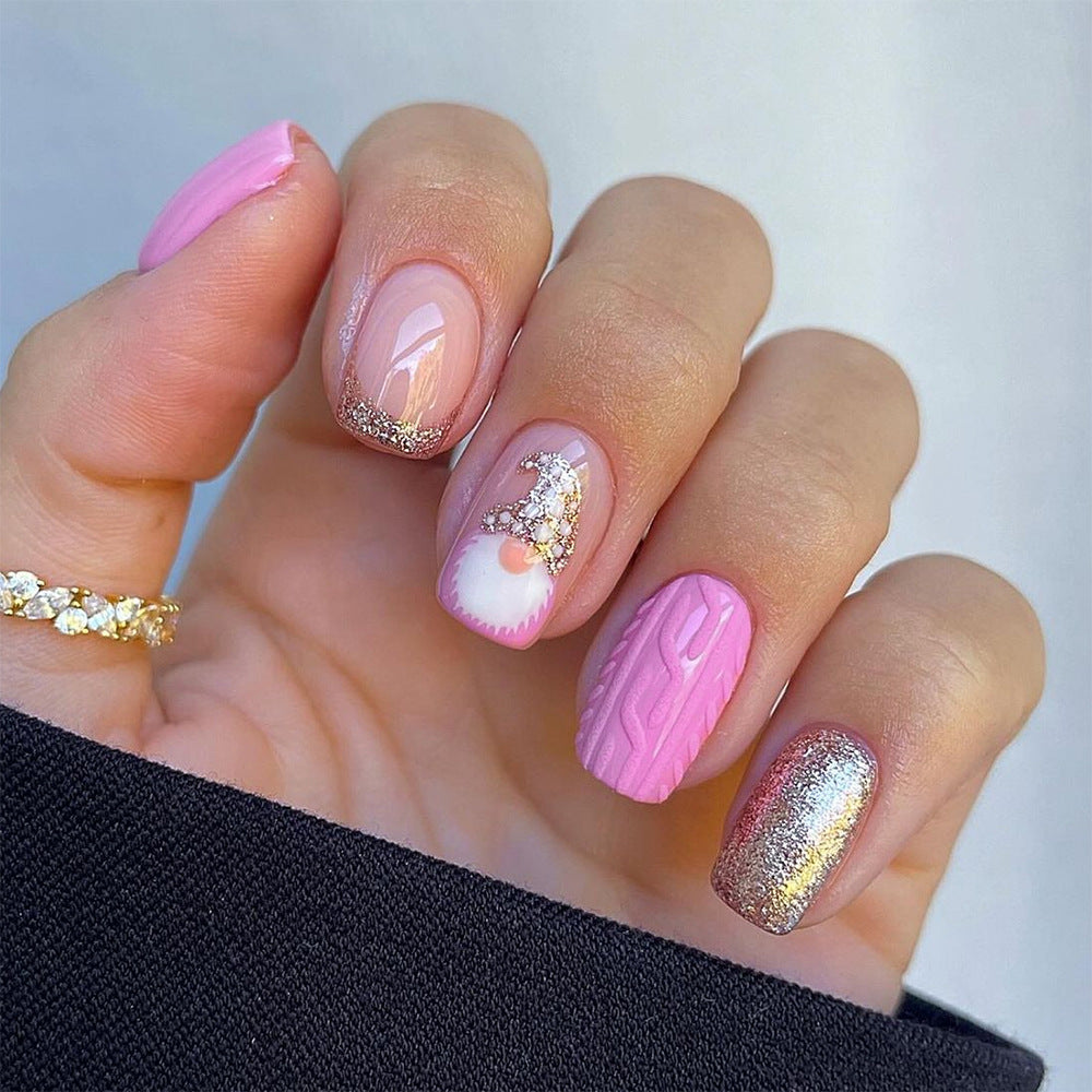 Christmas press on nails snowflake love snowman manicure short almond bow  long nail wholesale｜365nails