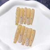 Amber Pearl Crystal Accent Statement Press On Nails