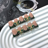 Emerald Green Butterfly Crystal Press On Nails