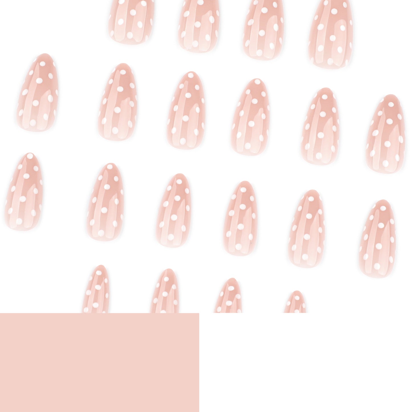 Simple white polka dot short almond press-on nails