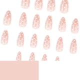 Simple white polka dot short almond press-on nails