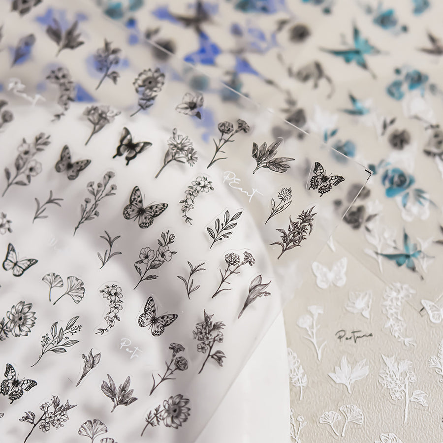365nails: "Indigo Botanical Sketch" – nail art stickers