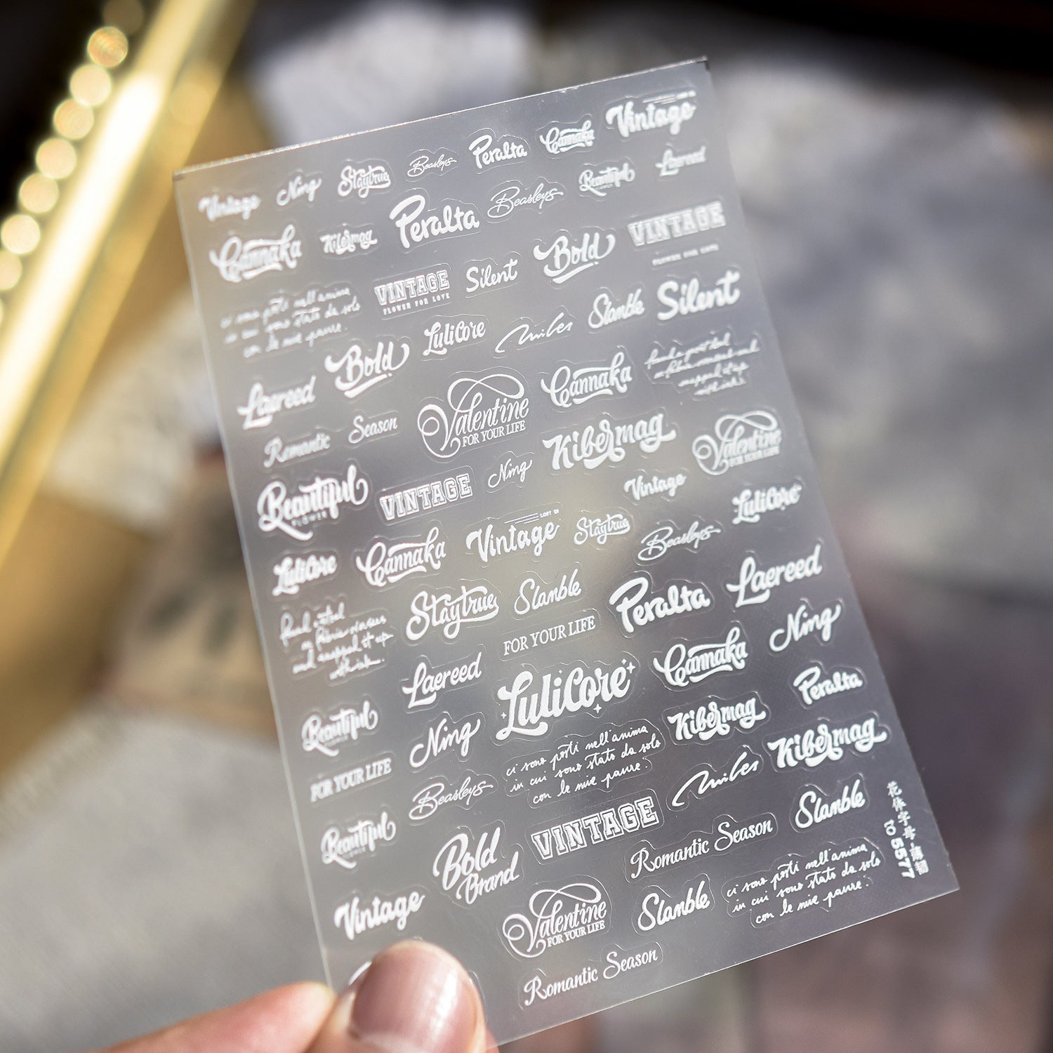 intage Cursive English Collection: "Vintage Love Letter" – 3D Embossed Nail Sticker