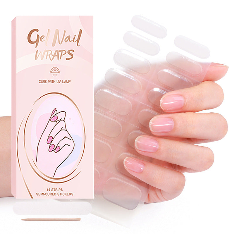 Semi-Cured Gel Nail Strips Pure Nude Solid Soft Glossy Set (MOQ=3)