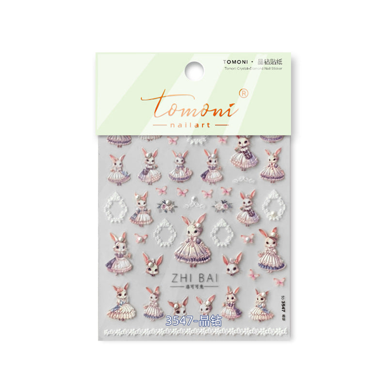 水晶鑽石兔 — 優雅洛麗塔美甲圖案套組