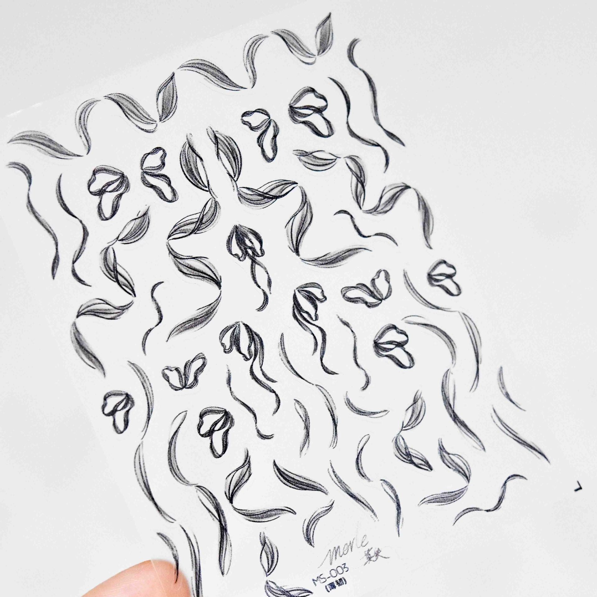 Minimalist Gray Ribbon – Elegant Line Art Nail Sticker Set