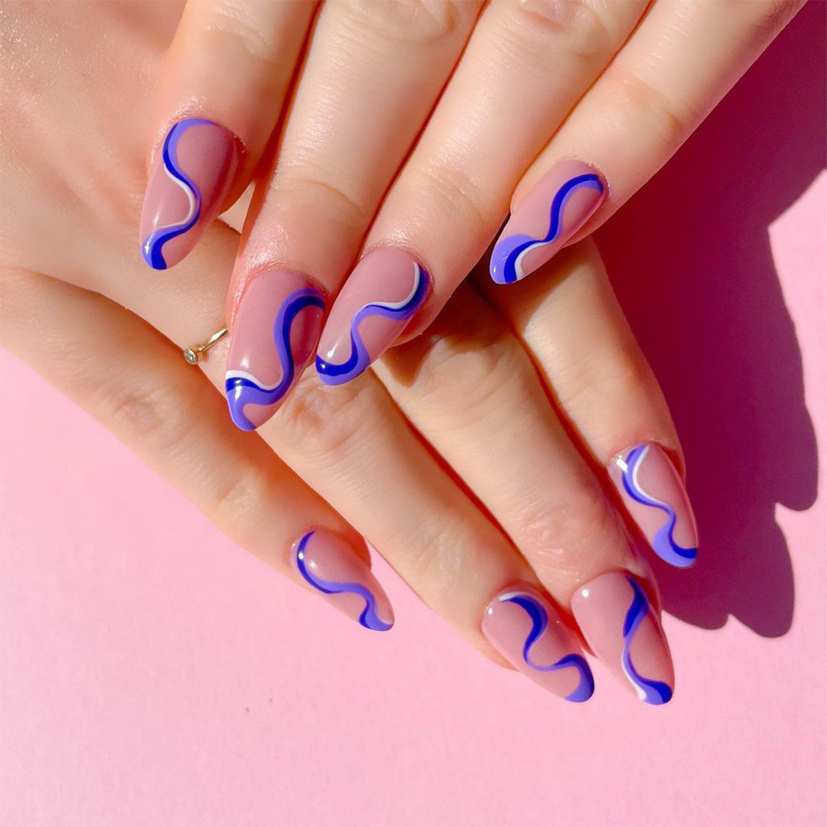 撞色線條感流行穿戴甲 可拆式甲片成品｜365nails