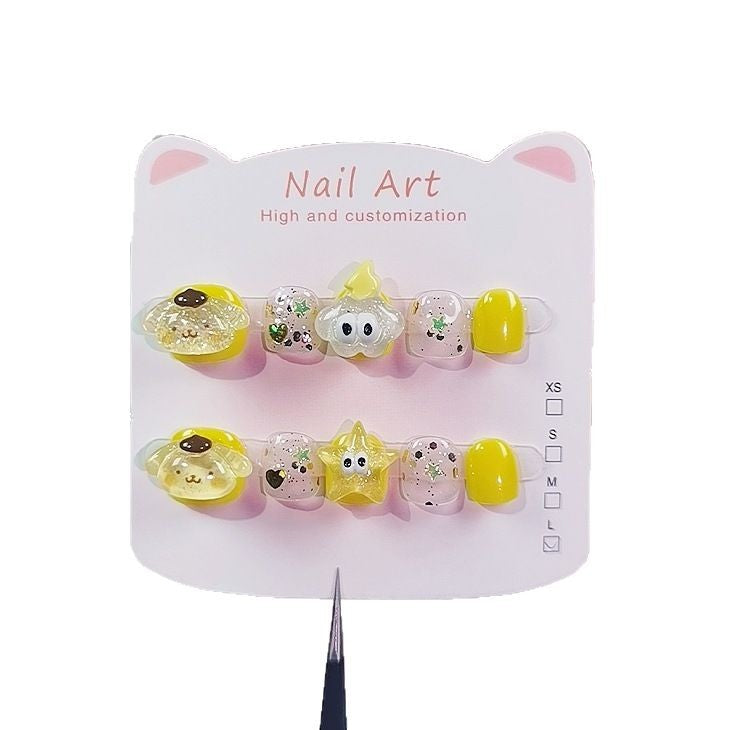 Pudding Dog Lightning Cloud Cute Kids Press On Nails