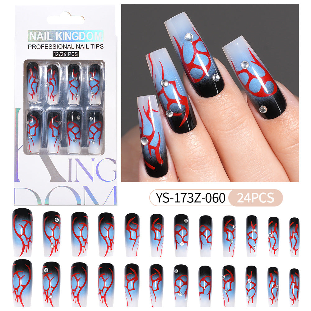 Press on nails fake nail patch extension nail Spice Girl medium rectangle removable 24 pieces with drill manicure