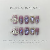 Purple Crystal Galaxy Ornament Nails