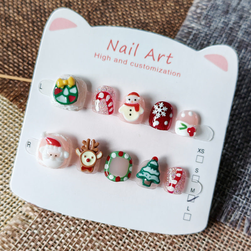 365nails-Christmas Cheer Kids Series: "Santa's Festive Friends" – Short Square Kids Nail Art