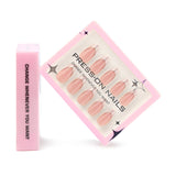 French white smudged gold pulp press-on nails