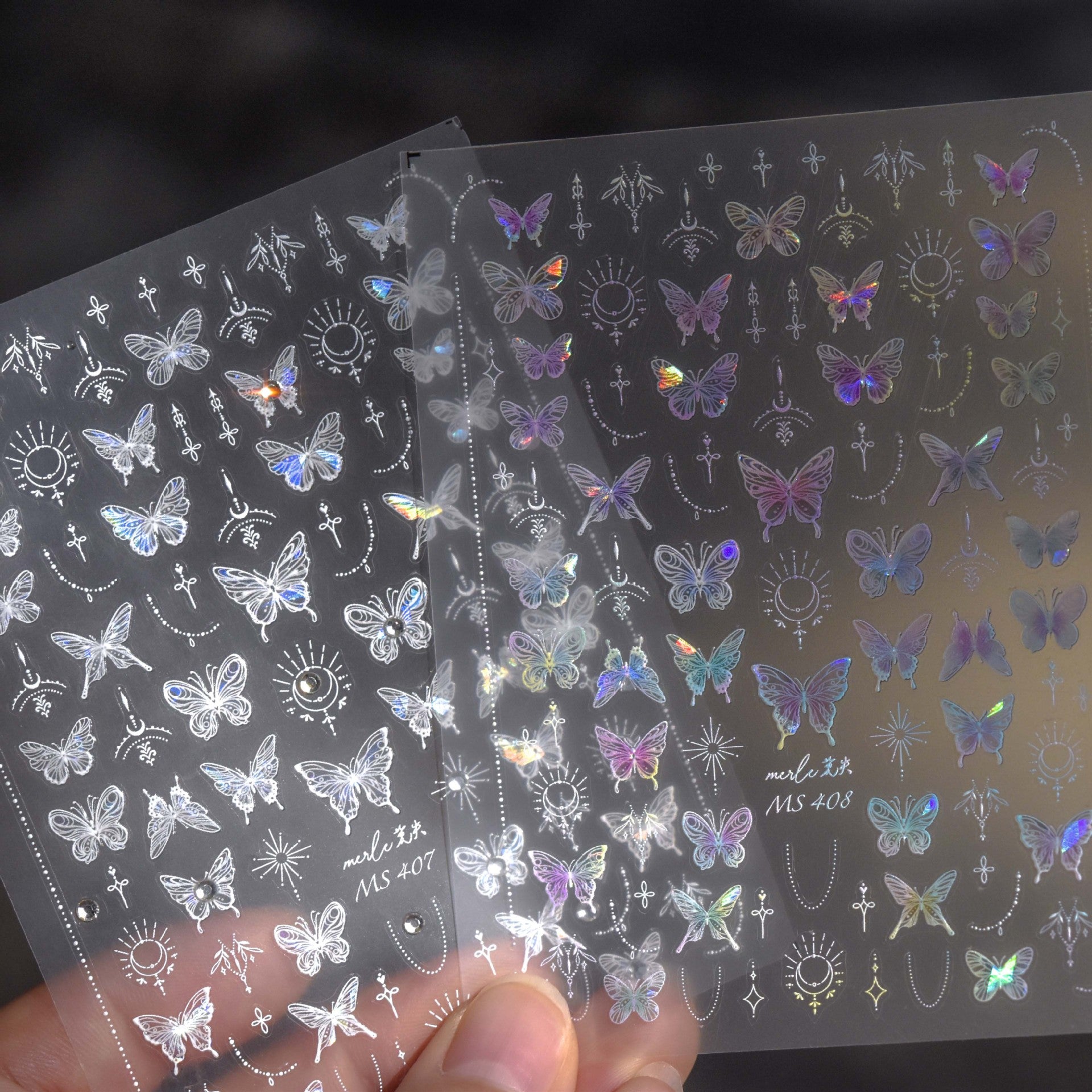 水晶鑽蝴蝶系列：「幻彩之翼」—3D水晶指甲貼
