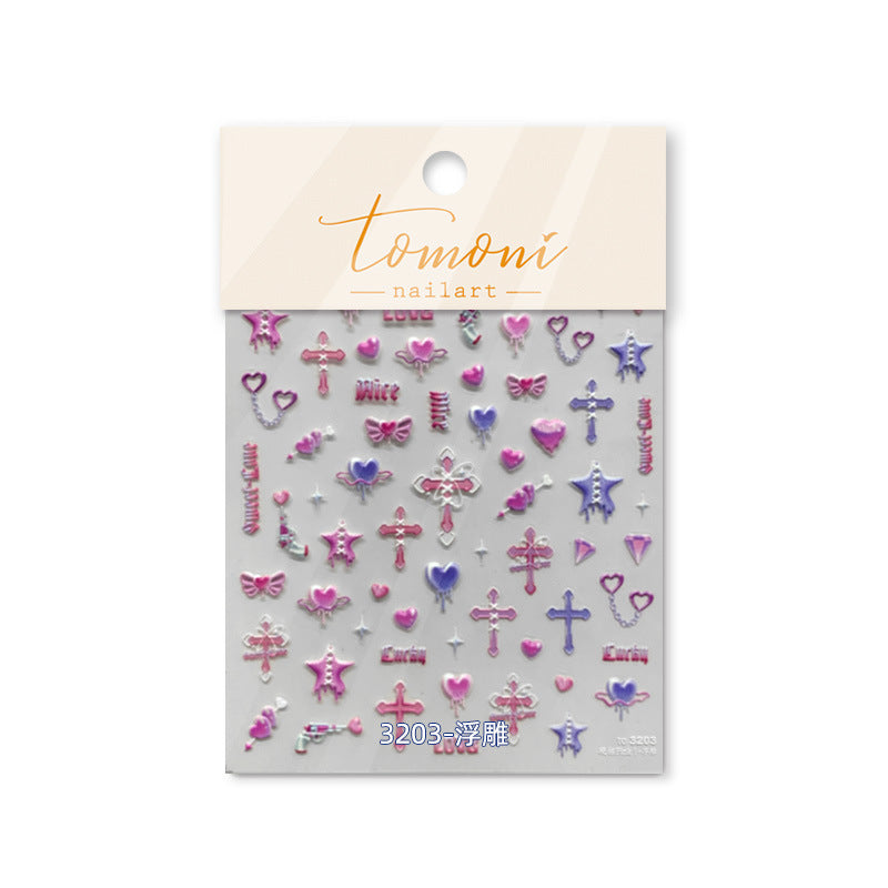 365nails: "Jelly Pink Cross Heart" – nail art stickers
