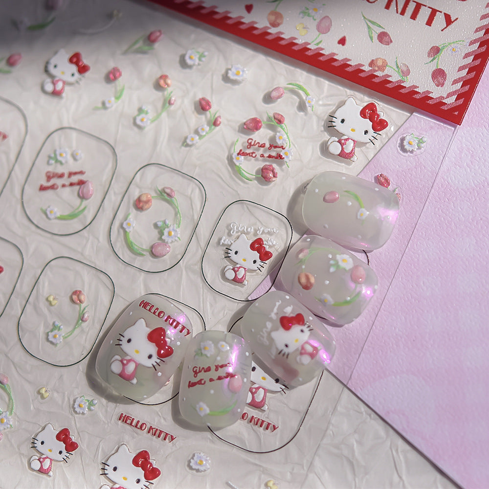 Hello Kitty & Tulip: "Sweet Spring" – 3D Embossed Nail Sticker