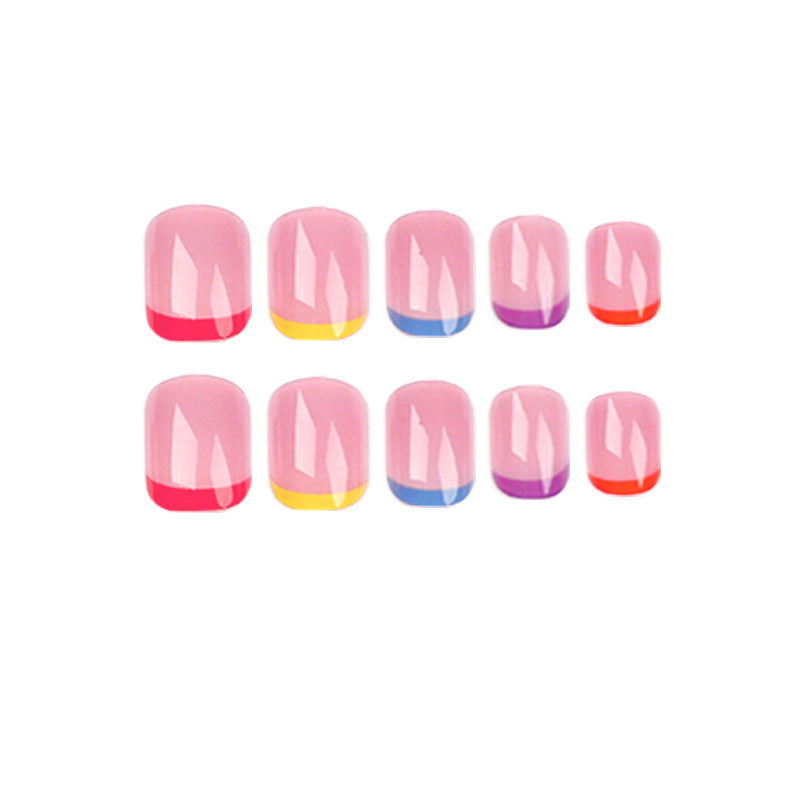 Unhas francesas multicoloridas com prensagem, arte em tabletes, unhas destacáveis com prensagem, atacado de tabletes de unhas acabadas, unhas com prensagem, tabletes de unhas｜365 unhas