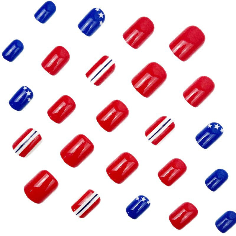365nails: "Diagonal Freedom" – Starburst & Stripe French Squoval Nails