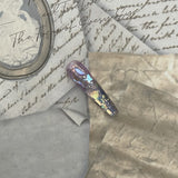 Aurora Crushed Ice Amethyst Butterfly Diamond Long Coffin Shape press on nail