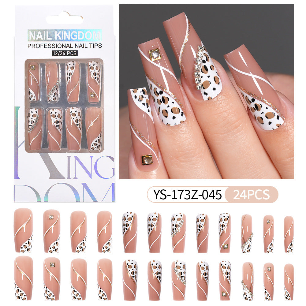 Press on nails fake nail patch extension nail Spice Girl medium rectangle removable 24 pieces with drill manicure