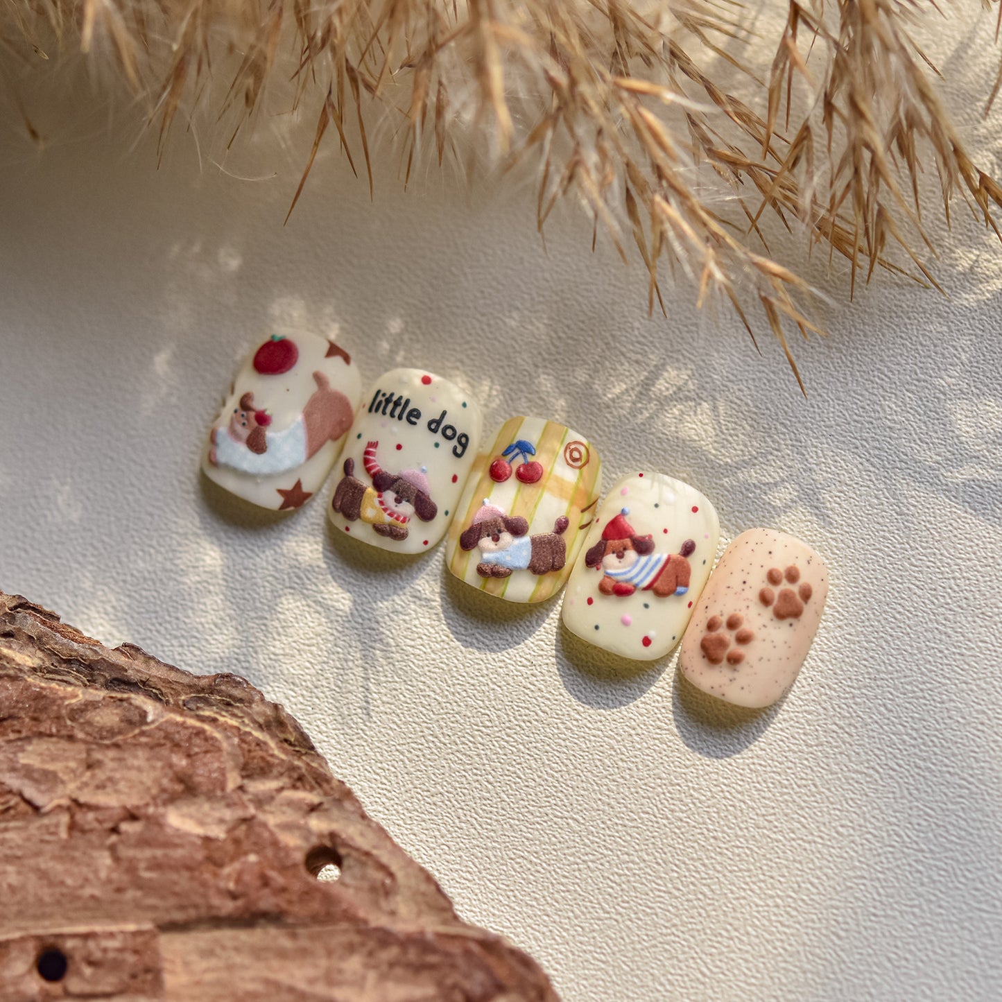 3D Embossed Dachshund Nail Stickers – Cute Puppy Paw Print Set