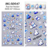 Original Snowflake Unicorn Nail Art Sticker 5D Embossed Three-dimensional Christmas Pony DIY Nail Sticker Ornament HG