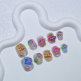 Unhas postiças curtas com desenho animado fofo, Bob Esponja Calça Quadrada, Patrick Estrela, arte de unha curta, patch finalizado, usável, 365nails