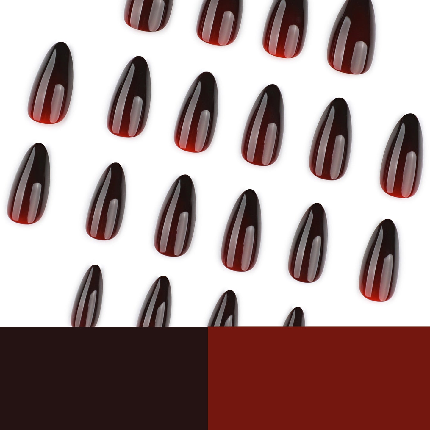 Deep Wine Glossy Solid Color Press On Nails