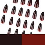 Deep Wine Glossy Solid Color Press On Nails