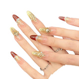 Red Gold Crystal Luxury Press On Nails