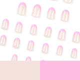 24 pieces simple short short round wearable French manicure rose red detachable wearable nail piece finished product wholesale