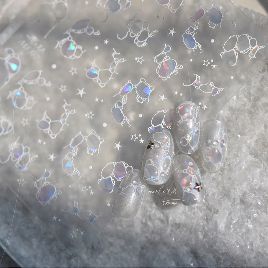 Coleção Shell Shard Star: "Iridescent Shimmer" – Adesivo de Unha Holográfico 3D