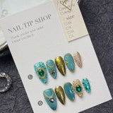 Unhas postiças artesanais exóticas, estilo olho de gato, arte de unha finalizada, unhas postiças removíveis, feitas à mão, arte de unha postiça finalizada | 365nails