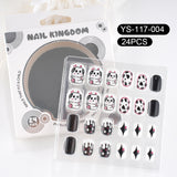 Children press on nails, cartoon 24-piece boxed finished product, sweet and cute children's removable fake nail patch manicure