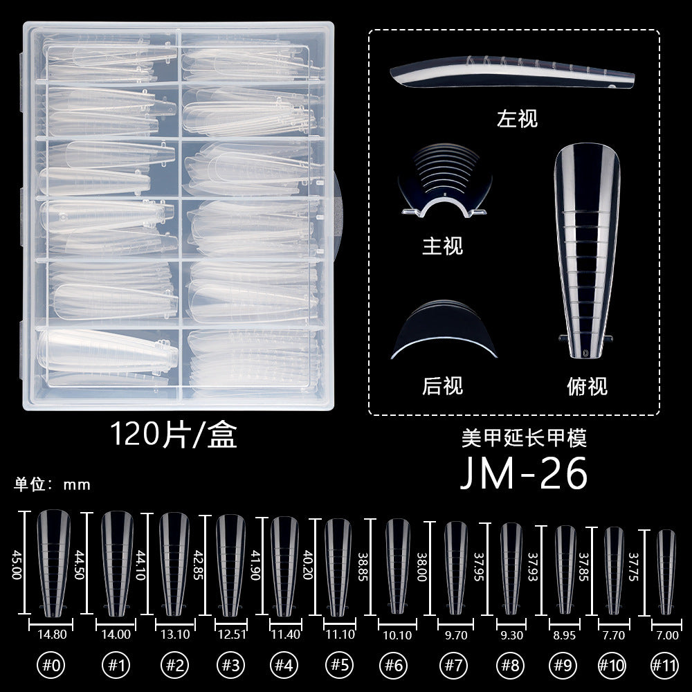 Nail Tips 120 transparent crystal nail molds, boxed with graduated crystal extension nail molds,  rapid phototherapy extension nail molds