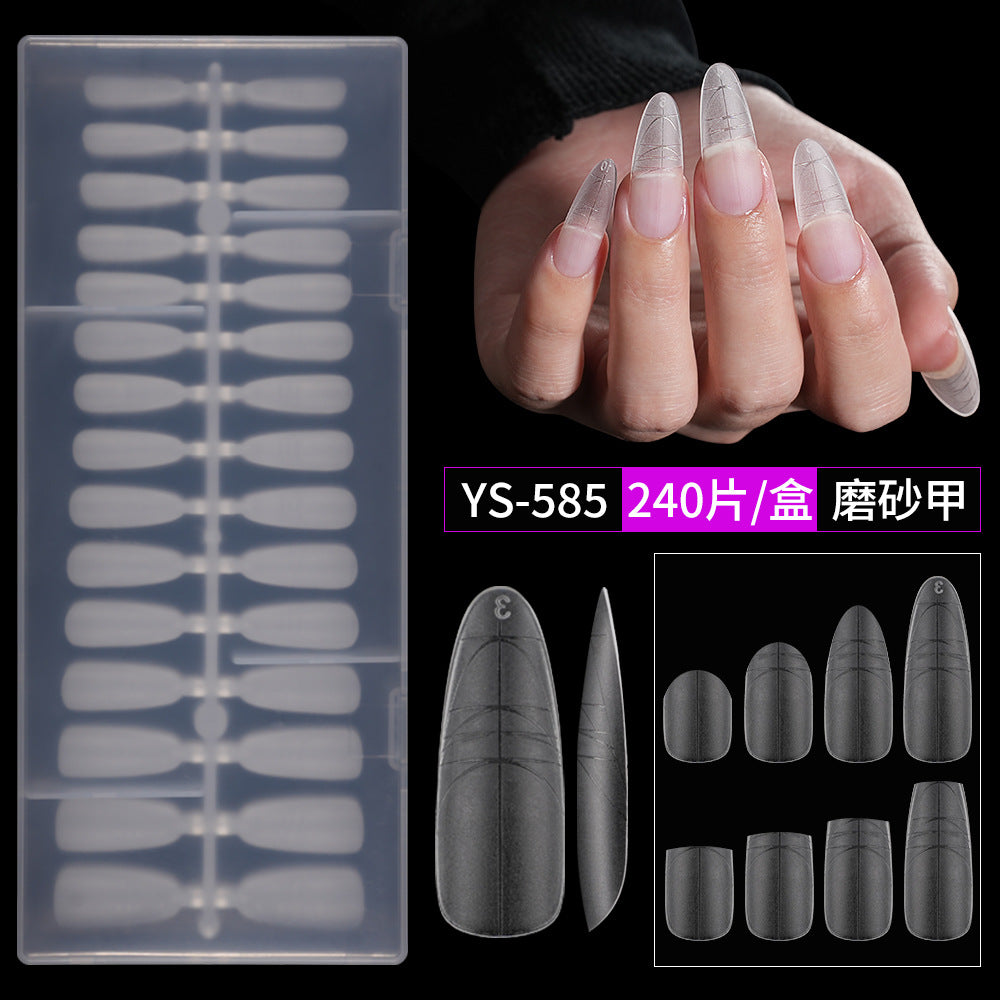 365nails: "No-File Matte Nail Tips with Guide Lines" – Short Square/Almond Nail Extensions