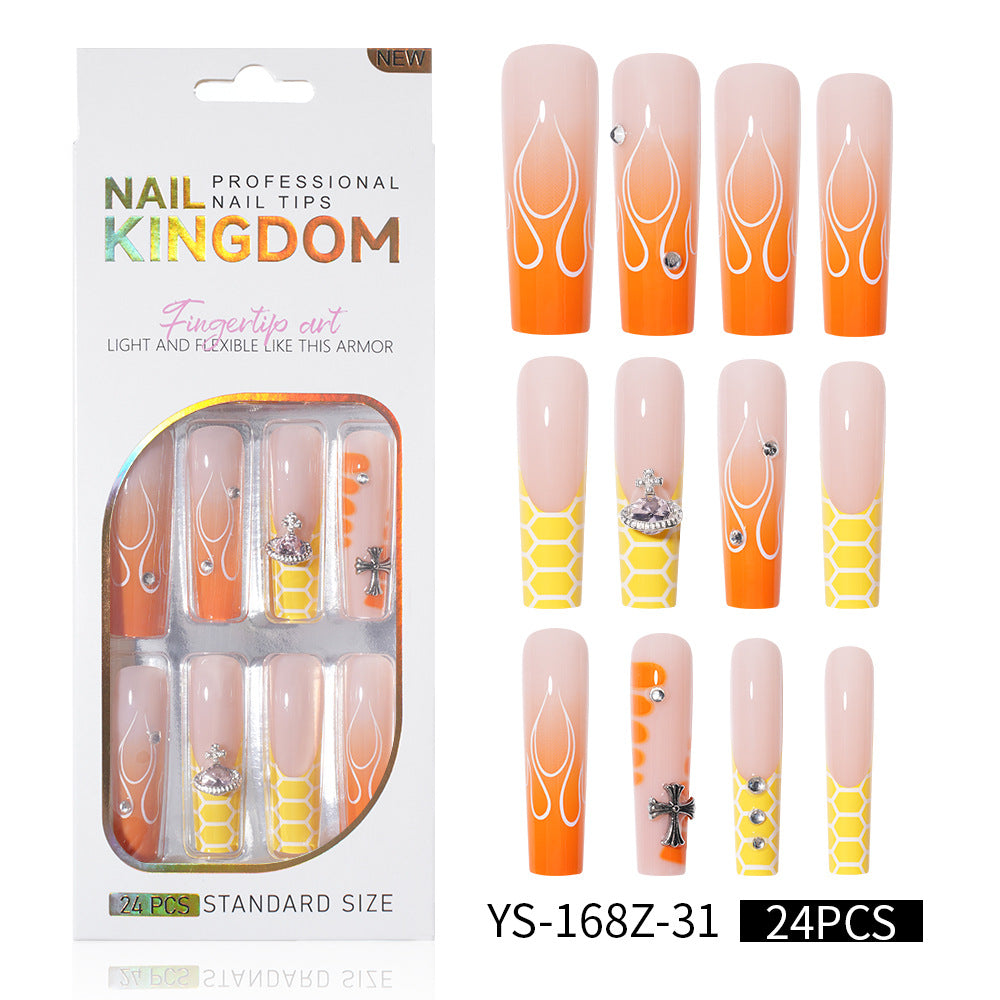 Long press on nails, French versatile patch nail art removable prefabricated fake nail press on nails piece