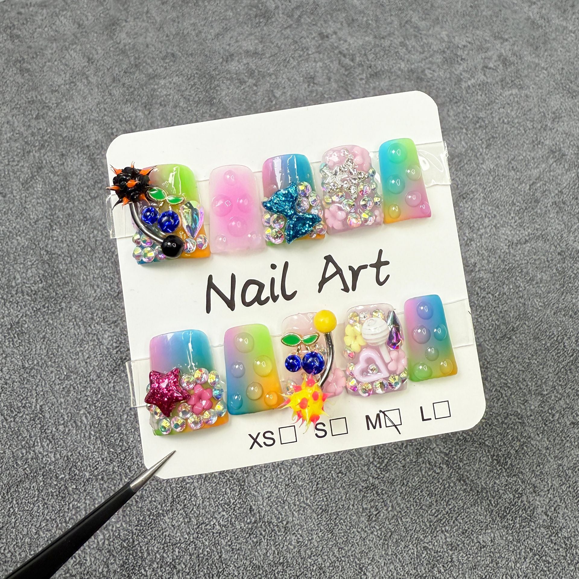 Duck bill nail multi-color gradual change blush nail ice transparent flash nail patch press-on nails pure handmade｜365nails