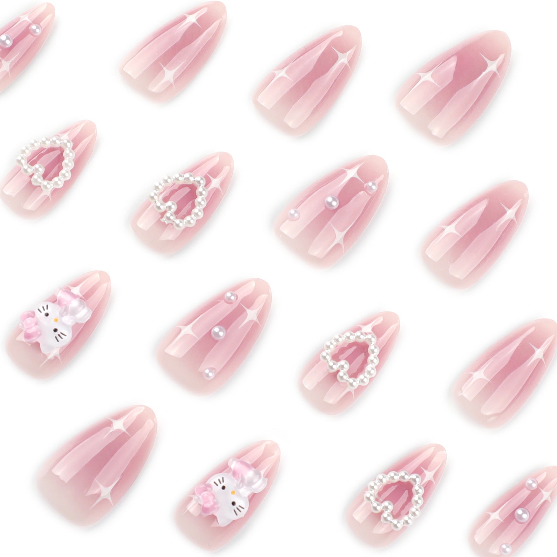 Japanese style sweet blush bow love press-on nails