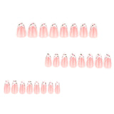 Manicura sencilla francesa con flores de hoja verde fresca y blanca, uñas postizas cortas con diseño de almendra (365nails)