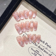 365nails：「魅惑蝴蝶」— 手繪3D貓眼手工製杏仁形穿戴甲