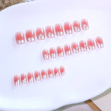 French Pearlescent Blush Short Square press-on nails