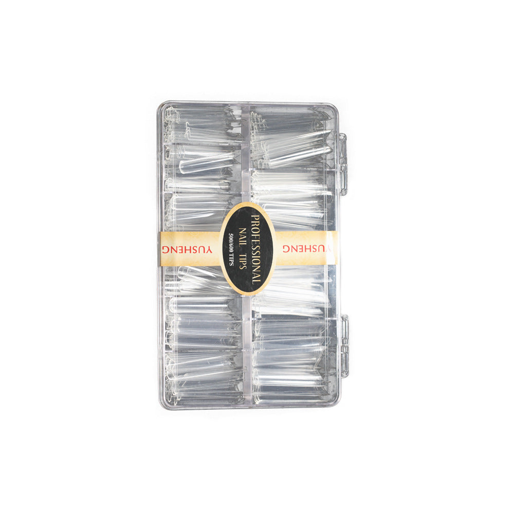 Nail Tips long semi-sticker nail pieces 500 pieces, boxed light and extended French nail pieces, transparent color XXL water pipe nail pieces