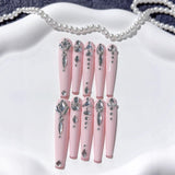 Blush Pink Crystal Minimal Press On Nails