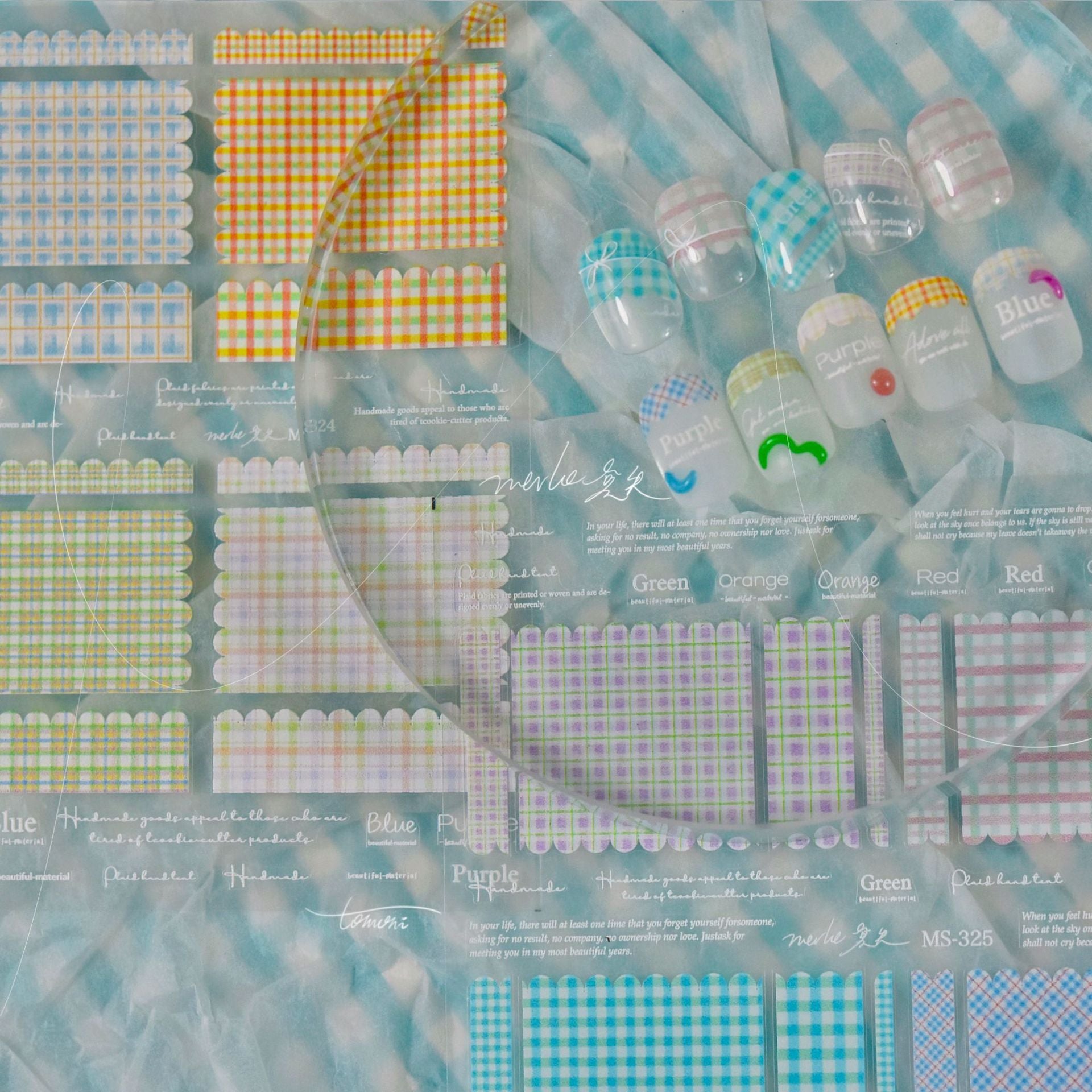 Pastel Gingham – French Tip Nail Art Accent Set