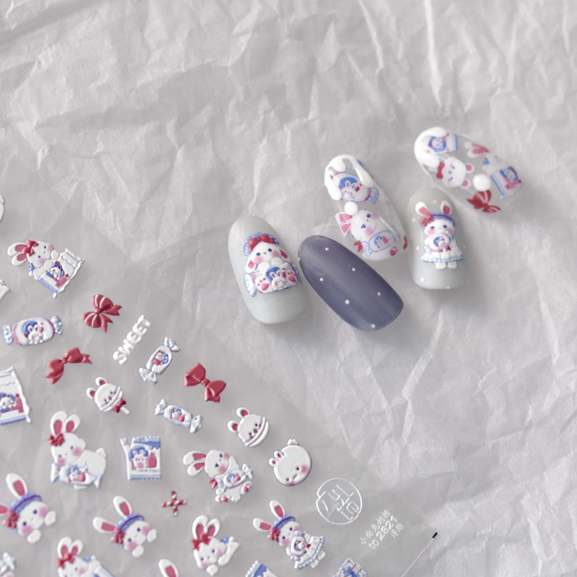 365nails: "Sweet Red Bow Bunny" – nail art stickers